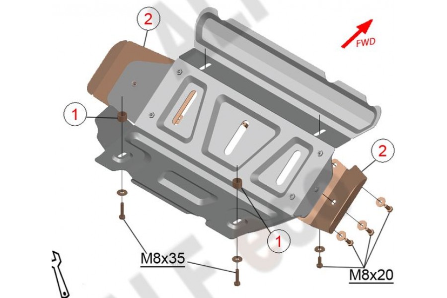 Toyota Hilux (AN20;AN30) 2011-2015 V-all защита радиатора и картера / сталь 2,0 мм