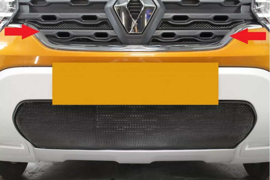 Защита радиатора Renault Duster 2021- (4 части) black верх