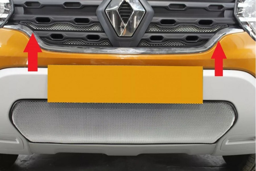Защита радиатора Renault Duster 2021- (4 части) chrome верх