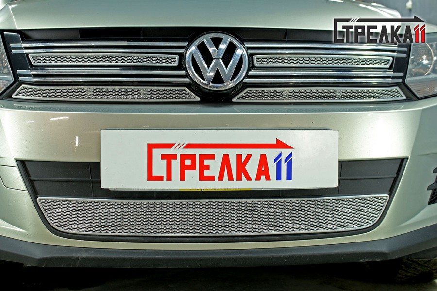  Защита радиатора Volkswagen Tiguan 2011-2016 (4 части) chrome верх PREMIUM
