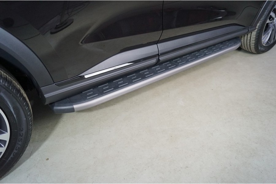 Пороги алюминиевые с пластиковой накладкой (карбон серые) 1720 мм