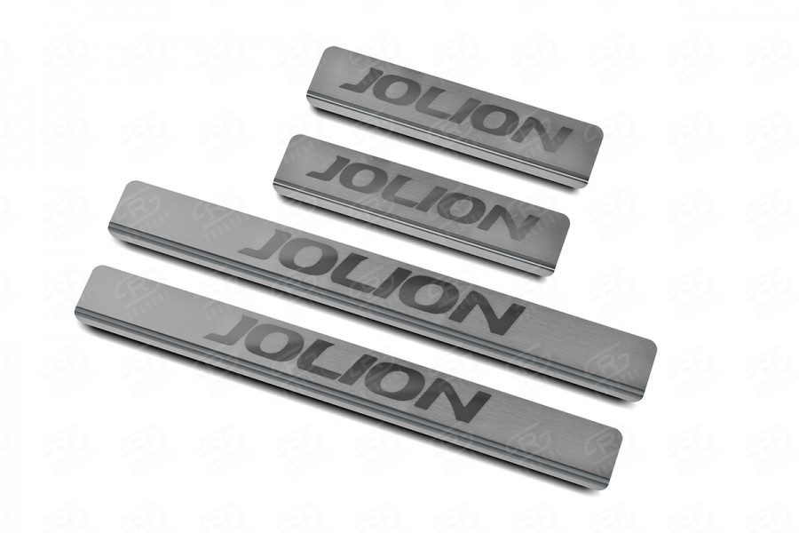 HAVAL JOLION 1.5 2WD 2021- Накладки на пороги  (нерж., шлиф., надпись) HJOL21-03
