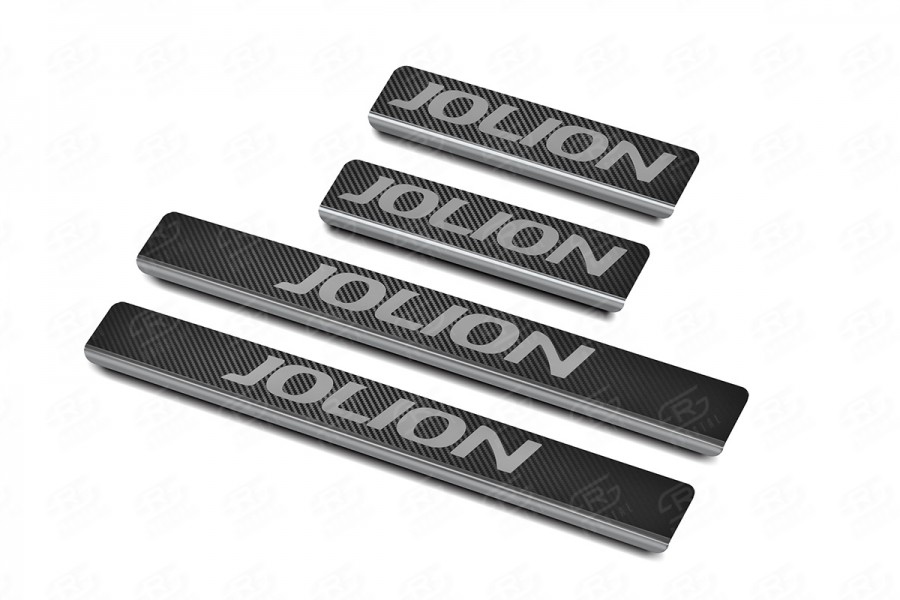 HAVAL JOLION 1.5 2WD 2021- Накладки на пороги (нерж., карбон, надпись) HJOL21-06