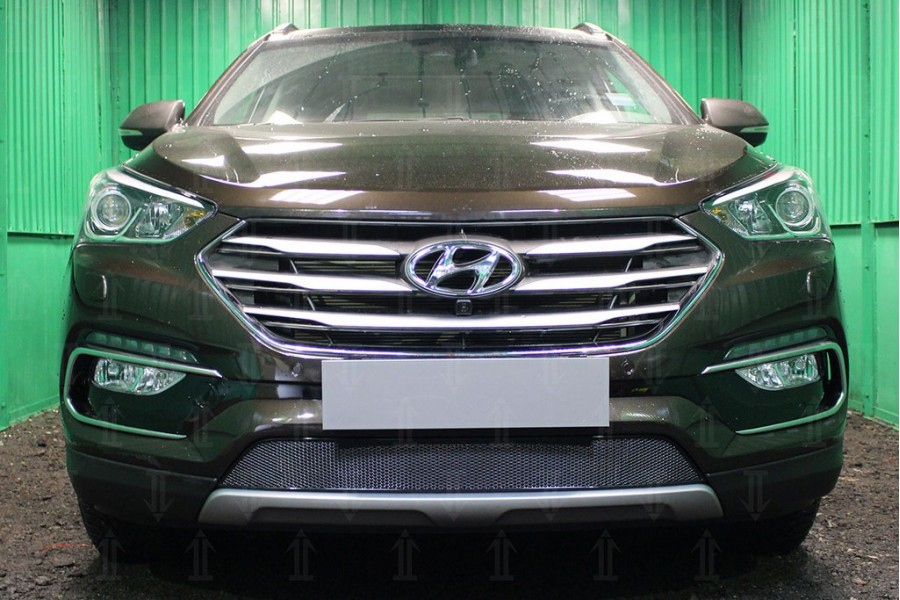Защита радиатора Hyundai Santa Fe 2015-2018 black PREMIUM