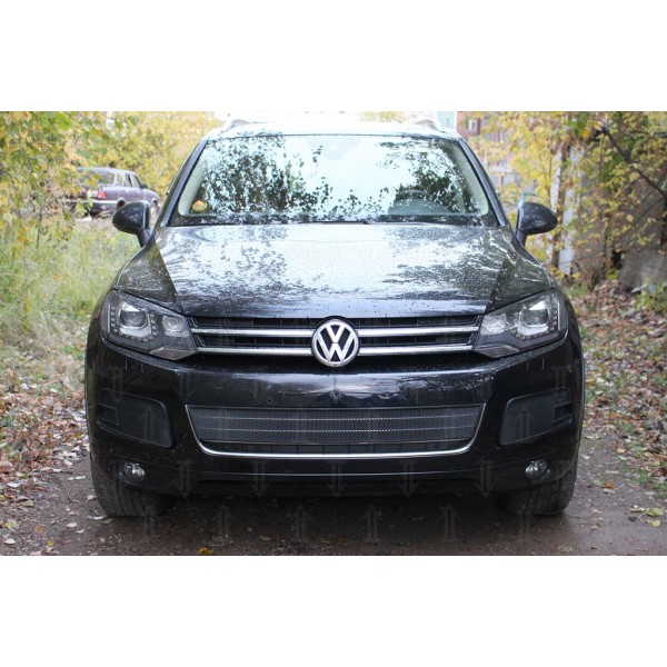 Защита радиатора Volkswagen Touareg II 2010-2014 боковая часть (2 части) black