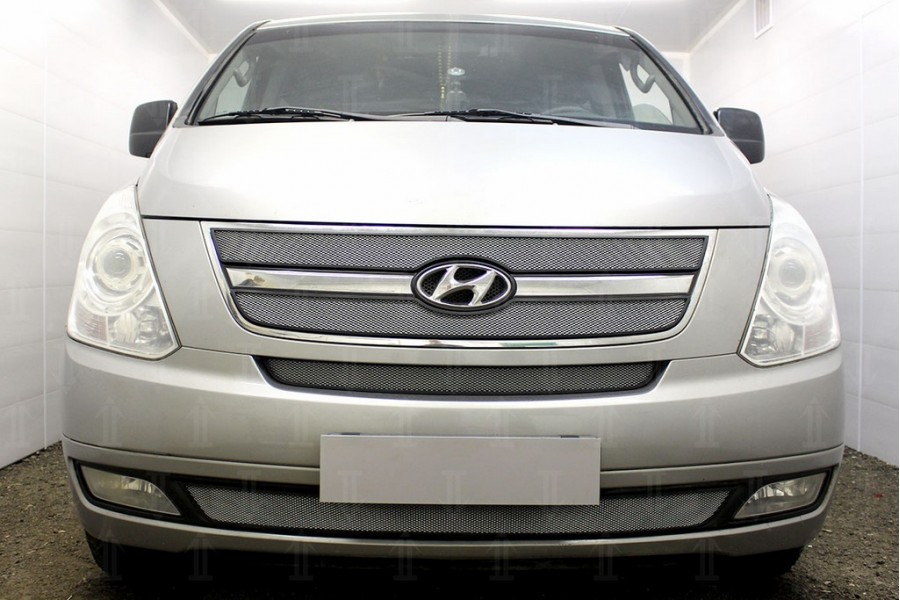 Защита радиатора Hyundai Starex H1 II 2007-2015 под буксировочный крюк chrome низ