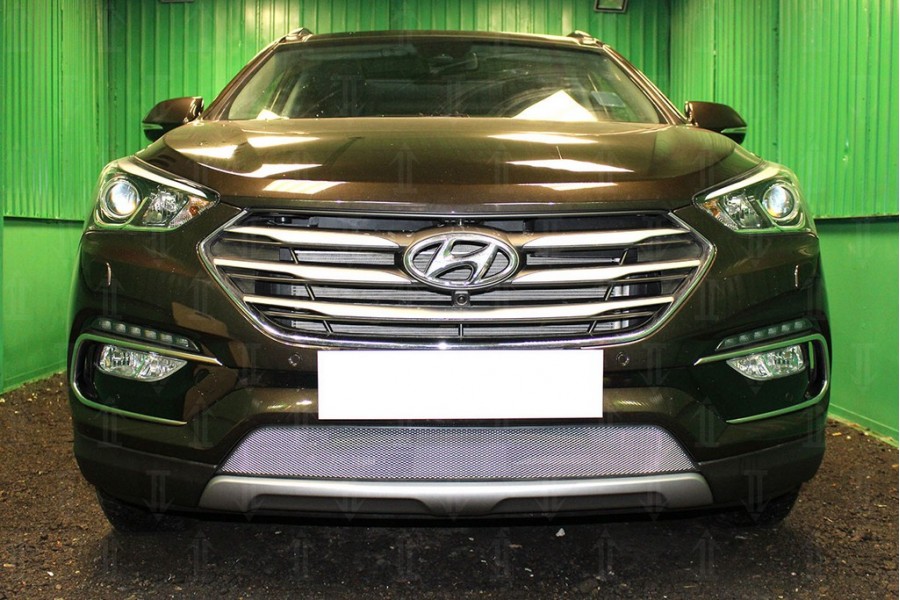 Защита радиатора Hyundai Santa Fe 2015-2018 chrome