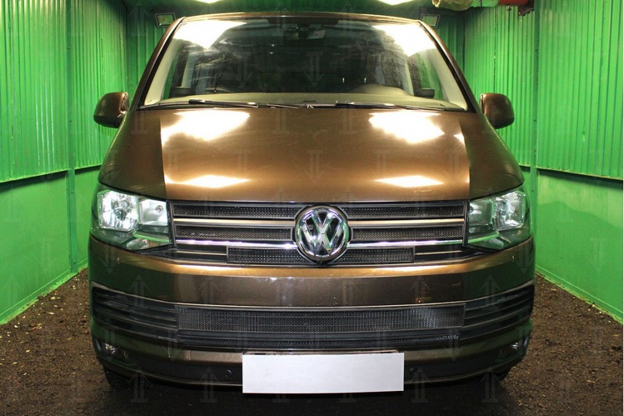 Защита радиатора Volkswagen T6 (Multivan,Caravelle) 2015- (2 части) black низ