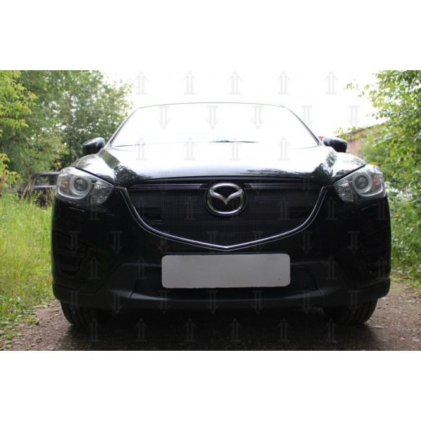 Защита радиатора Mazda CX-5 2015-2017 black с парктроником верх
