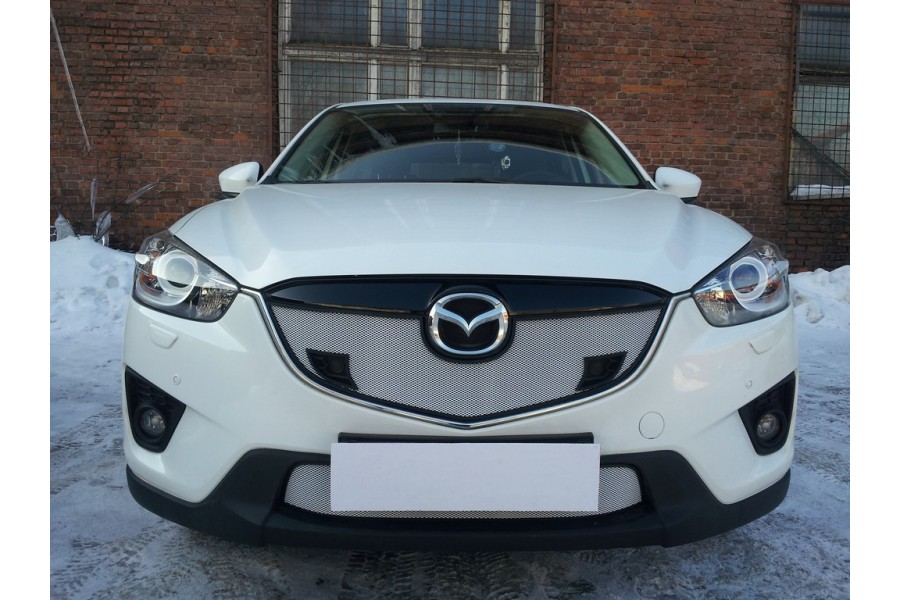 Защита радиатора Mazda CX-5 2012-2014 chrome с парктроником верх