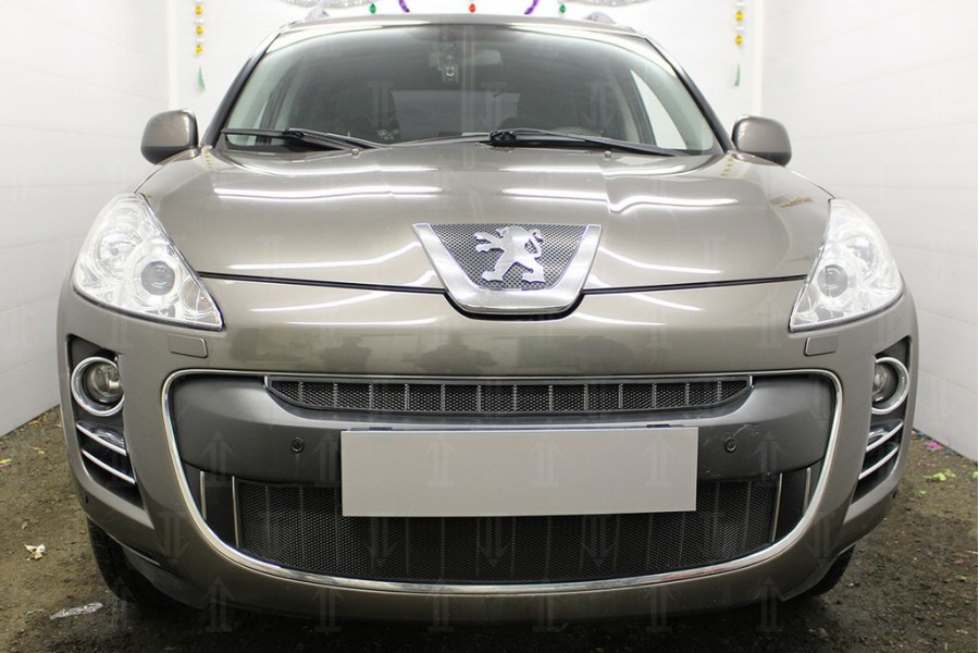 Защита радиатора Peugeot 4007 2007-2013 black верх