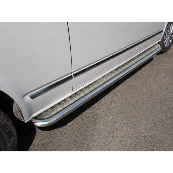 Пороги с площадкой алюминиевый лист 60 мм для Volkswagen Transporter T6 Long 2015-