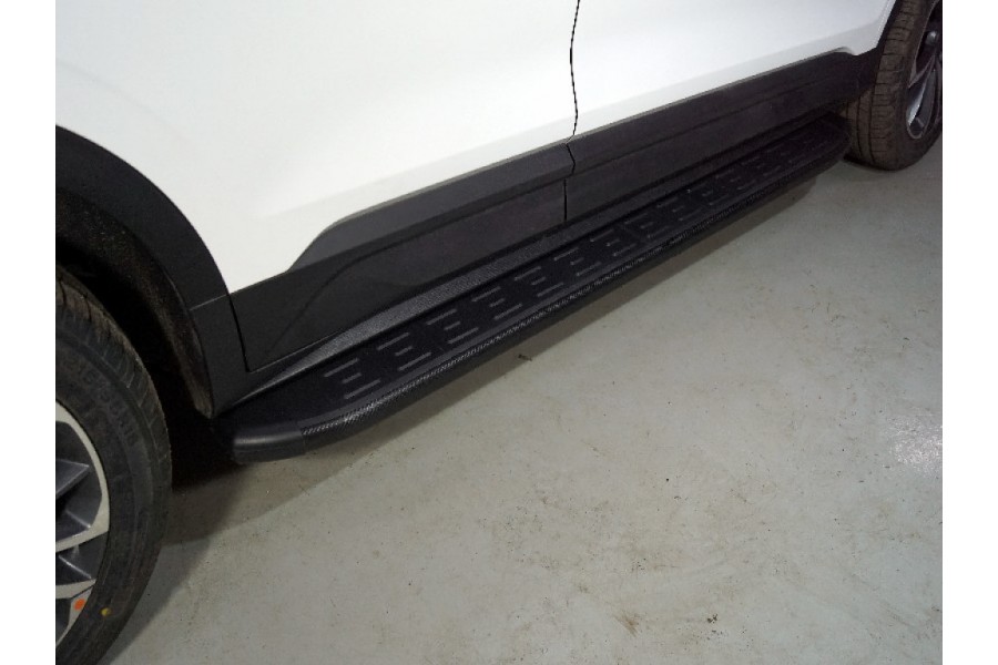 Пороги алюминиевые с пластиковой накладкой (карбон черные) 1720 мм