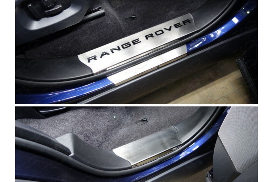 Накладки на пластиковые пороги (лист шлифованный надпись Range Rover)