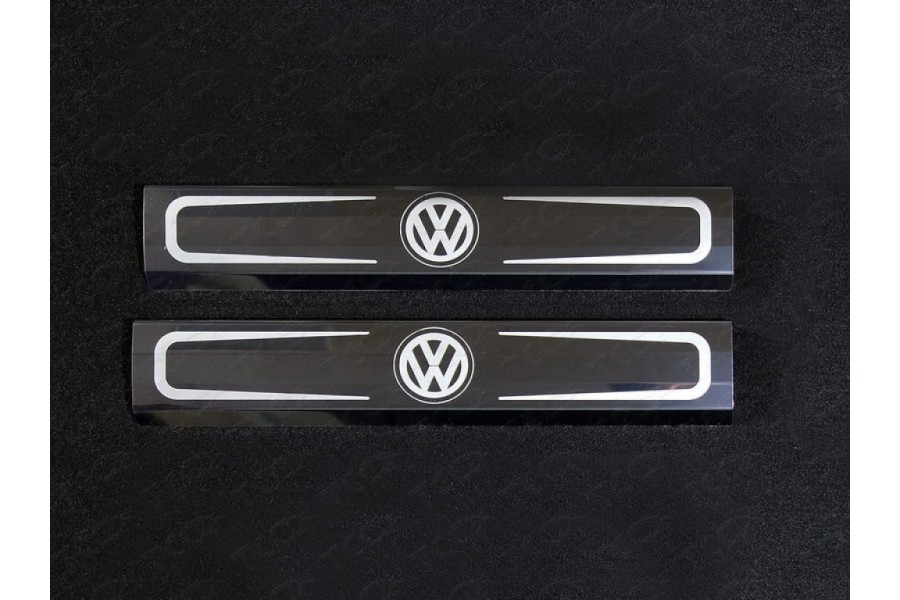 Накладки на пороги внутренние (шлифованные надпись логотип Volkswagen) 2шт